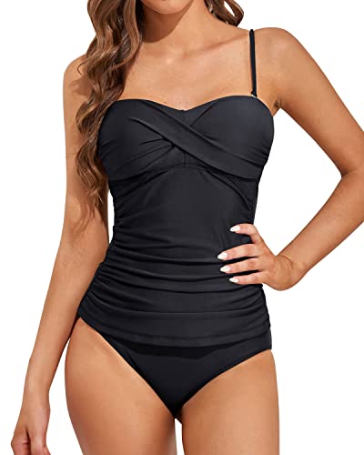 Valenzora | Twist-Front Bandeau Tankini mit Push-up Cups für Damen