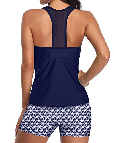 Valenzora | U-Boot-Tankini-Set mit Netz-Racerback und Boyleg-Shorts für Damen