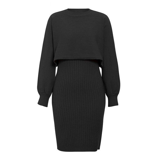 Valenzora | 2-teiliges Strickset – elegantes, ärmelloses Strickkleid mit Pullover für Herbst und Winter