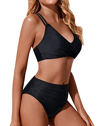 Valenzora | Twist Front High Waist Bikini Set Zweiteilige Badeanzüge Push-Up Wickel-Badeanzüge