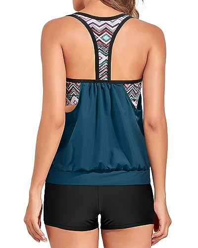 Valenzora | Blouson Tummy Control Tankini Top & Boyshorts Two-Piece Set