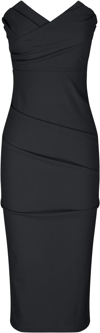 Magner™ – Strapless Midi Party Dress with Back Slit, Elegant Cocktail Dress for Evenings & Events