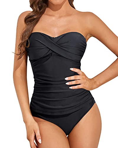 Valenzora | Twist-Front Bandeau Tankini mit Push-up Cups für Damen