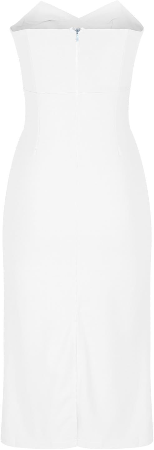 Magner™ – Strapless Midi Party Dress with Back Slit, Elegant Cocktail Dress for Evenings & Events