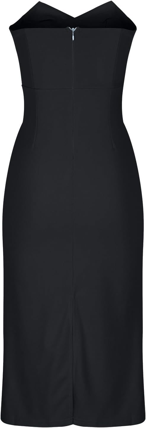 Magner™ – Strapless Midi Party Dress with Back Slit, Elegant Cocktail Dress for Evenings & Events