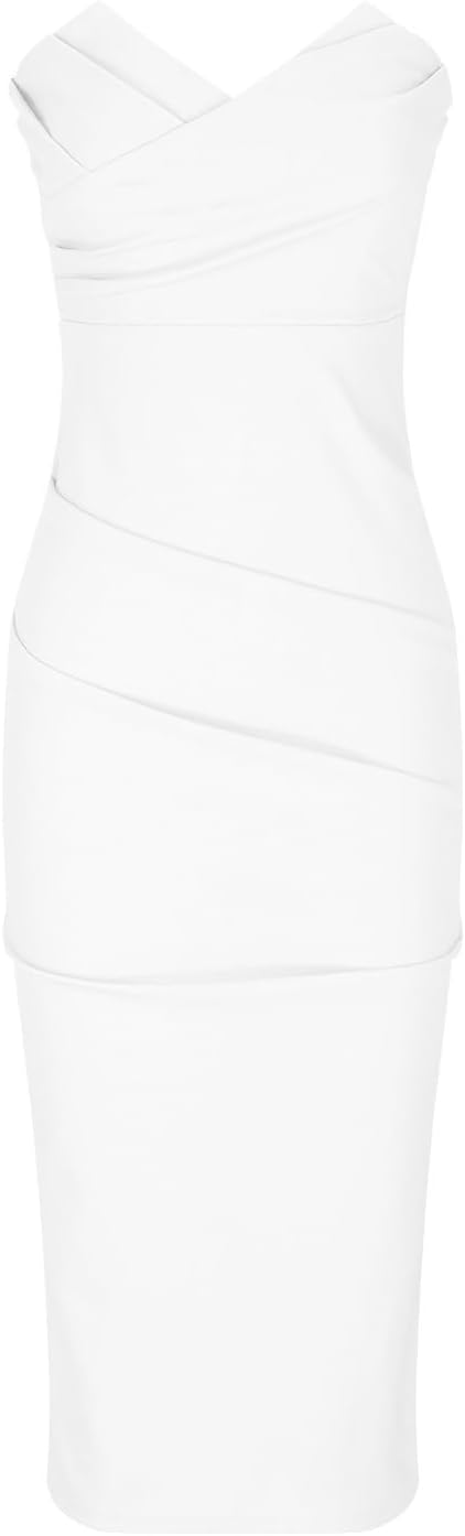 Magner™ – Strapless Midi Party Dress with Back Slit, Elegant Cocktail Dress for Evenings & Events