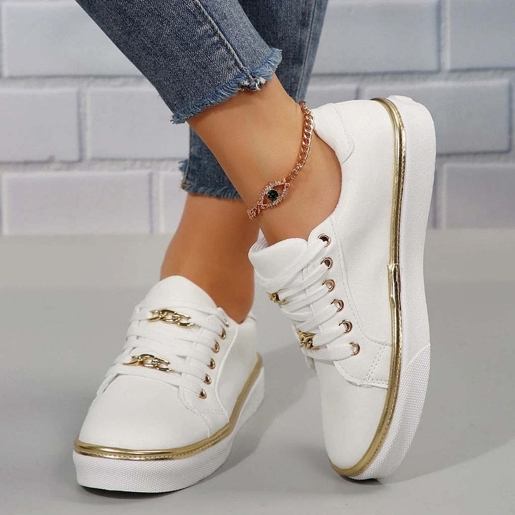 Valenzora | Comfortable women's sneakers with gold accents and soft insole for summer