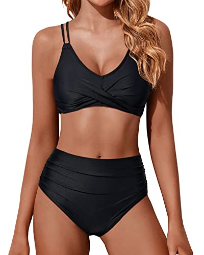 Valenzora | Twist Front High Waist Bikini Set Zweiteilige Badeanzüge Push-Up Wickel-Badeanzüge