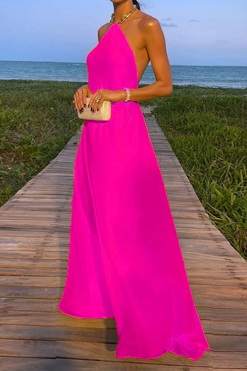 Valenzora | Rosiedress Chain Holder Open Back Maxi Swing Dress
