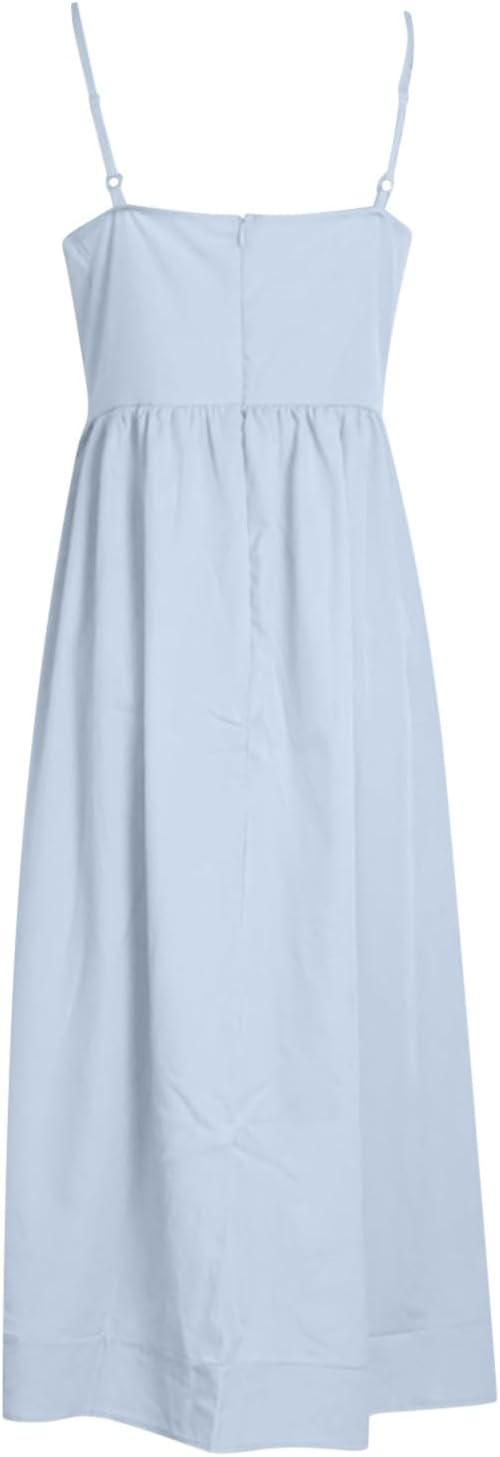Valenzora | Midi dress, spaghetti straps, square neckline, flared skirt, elegant fit