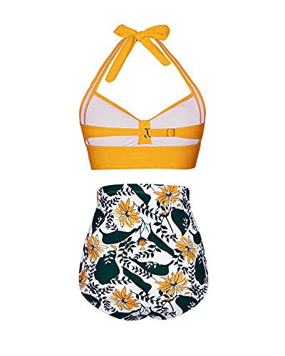 Valenzora | Ruffle Twist Retro Bikini im 50er-Jahre-Stil mit hoher Taille für Damen