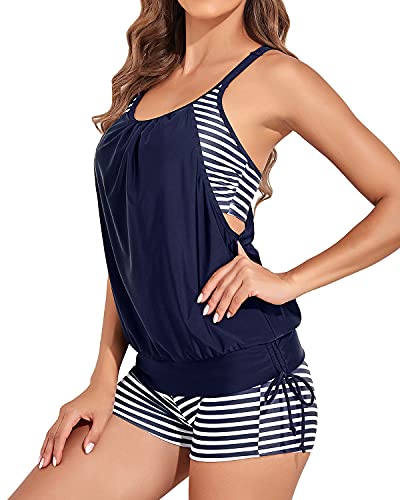Valenzora | 2-teiliger bauchkontrollierender Tankini-Badeanzug für Damen mit Boyshorts
