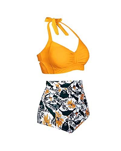 Valenzora | Ruffle Twist Retro Bikini im 50er-Jahre-Stil mit hoher Taille für Damen