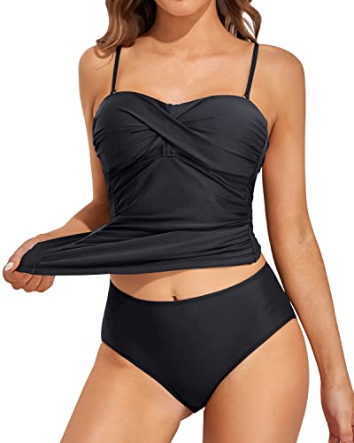 Valenzora | Twist-Front Bandeau Tankini mit Push-up Cups für Damen