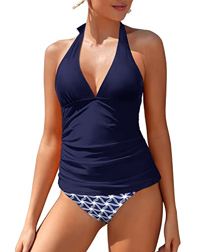 Valenzora | Women's Sexy V-Neck Halter Tankini Top with Bikini Bottom