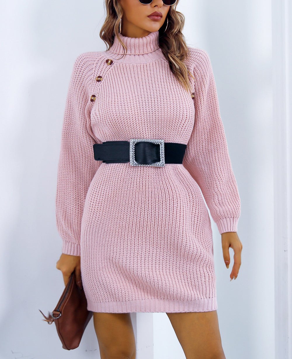 Valenzora | Elegantes Herbst-Strickkleid mit Kragen und Knopfleiste für Damen