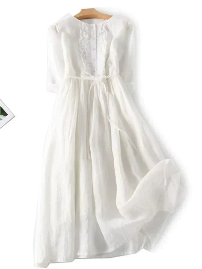 Valenzora | Cotton Linen Ruffled Dress