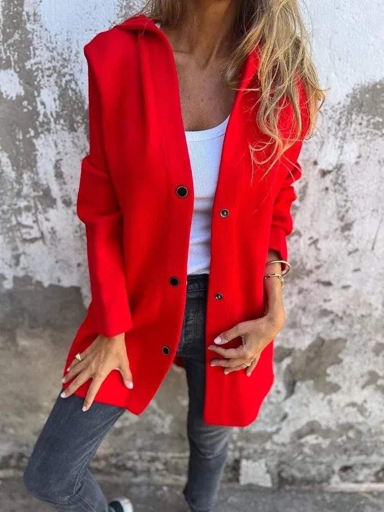 Valenzora | Casual single-breasted cardigan with hood