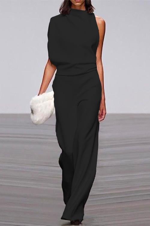 Valenzora | Rosiedress One Shoulder Waist Wide Leg Jumpsuit