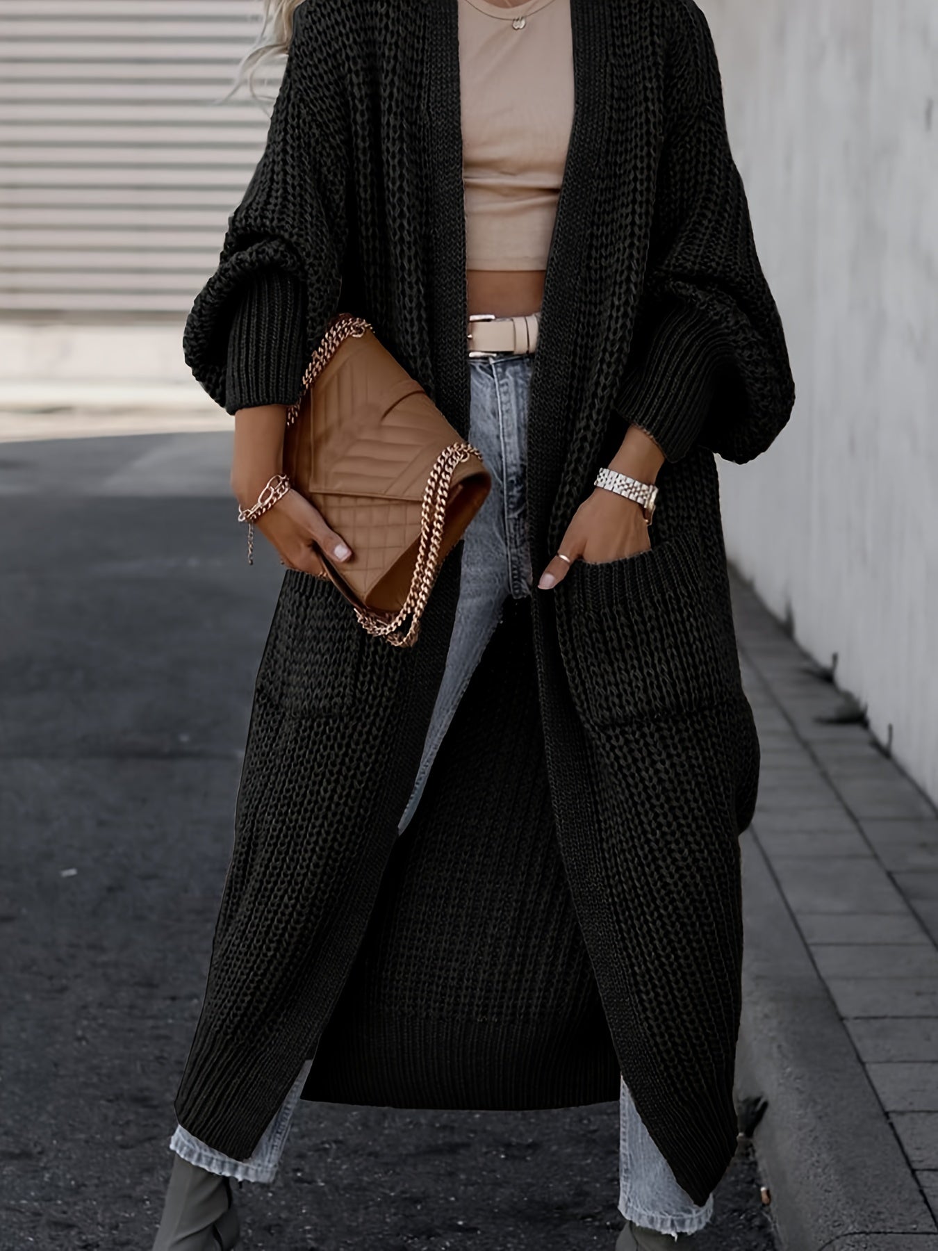 Valenzora Strickjacke aus Wolle mit Taschen für Damen | Perfekt für den Alltag