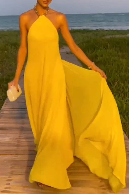 Valenzora | Rosiedress Chain Holder Open Back Maxi Swing Dress