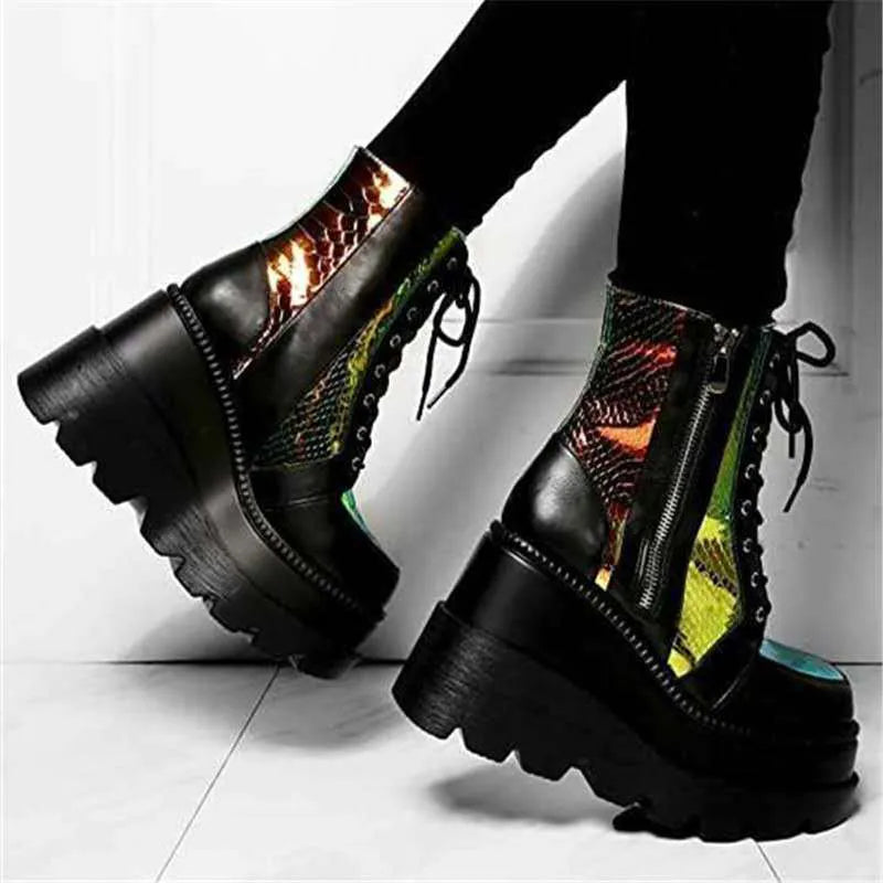 Valenzora | Colorblock lace-up boots with high heels