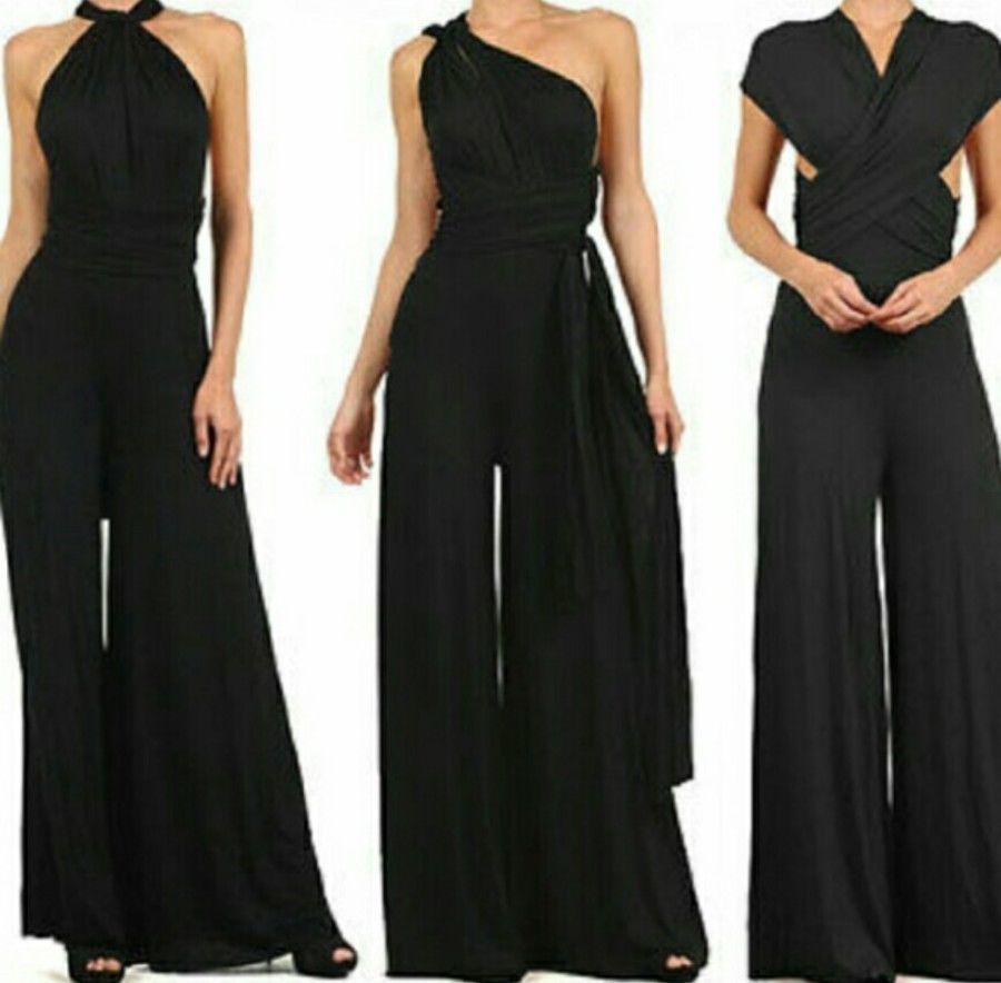 Eleganter Damen-Jumpsuit mit tiefem V-Ausschnitt und innovativem Wickeldesign, Größe S