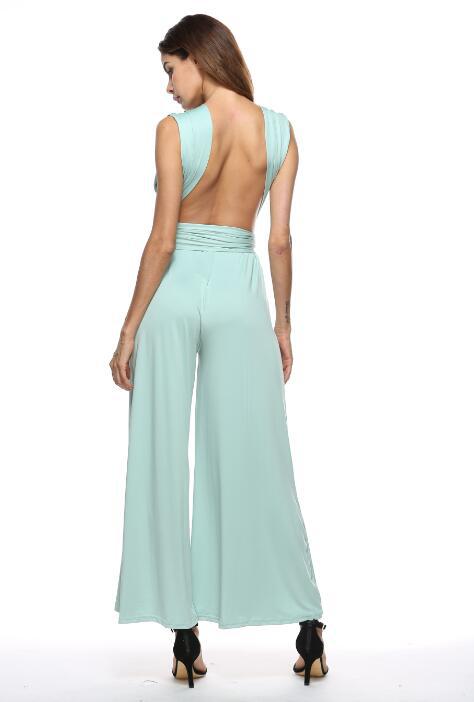Eleganter Damen-Jumpsuit mit tiefem V-Ausschnitt und innovativem Wickeldesign, Größe S