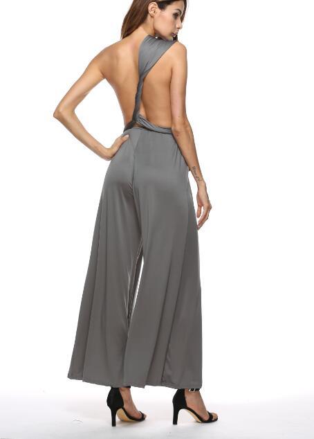 Eleganter Damen-Jumpsuit mit tiefem V-Ausschnitt und innovativem Wickeldesign, Größe S