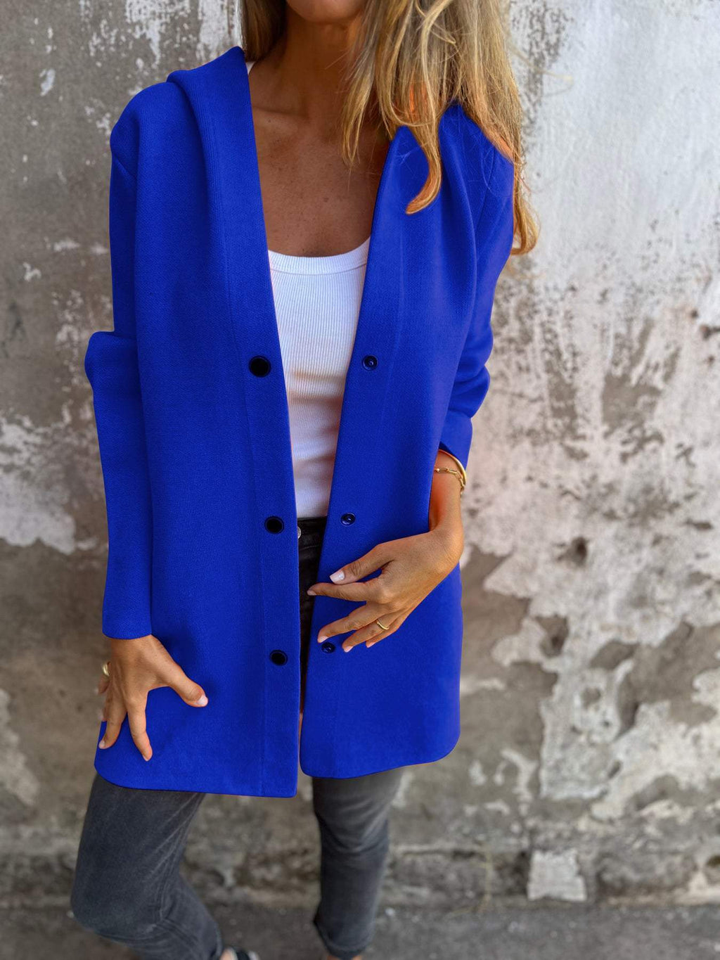 Valenzora - Casual single-breasted blazer with hood