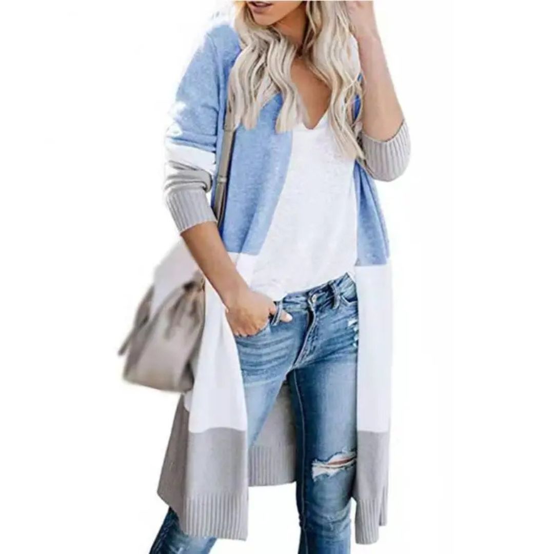 Valenzora | Cardigan with color blocking and open front