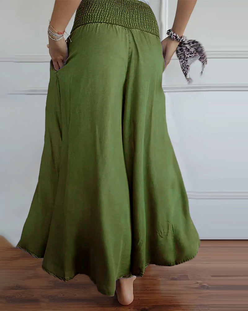 Valenzora | Trousers with elasticated waistband and wide legs