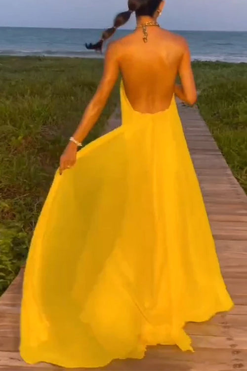 Valenzora | Rosiedress Chain Holder Open Back Maxi Swing Dress