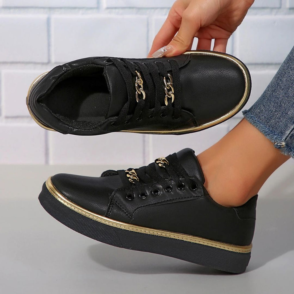 Valenzora | Comfortable women's sneakers with gold accents and soft insole for summer