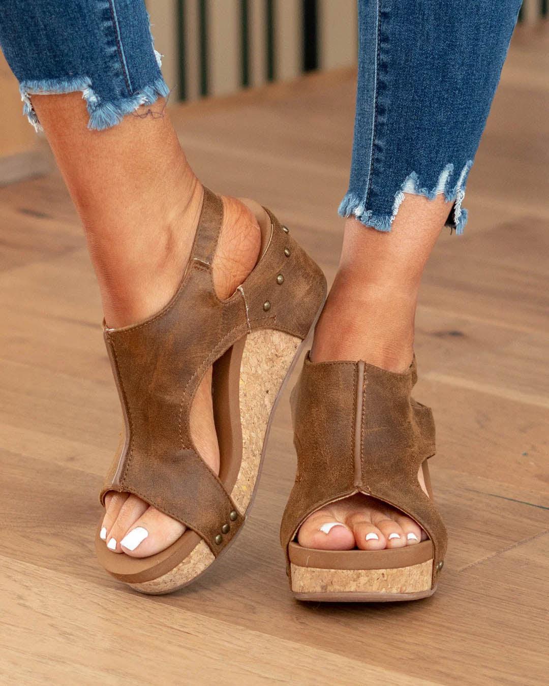 Valenzora - Women's Cork Platform Wedge Sandals with Ankle Strap | Stylish Open Toe Wedge Sandals for Women
