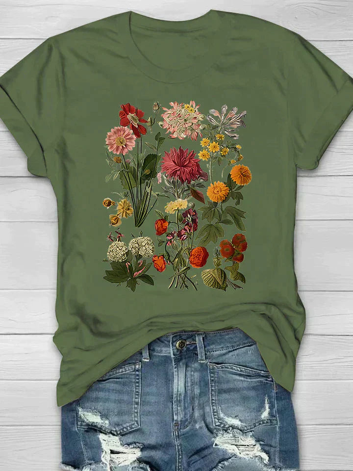 Valenzora | Vintage Floral T-shirt Retro Style For Casual Chic