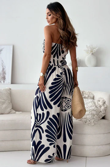 Off-the-shoulder jumpsuit with wide legs