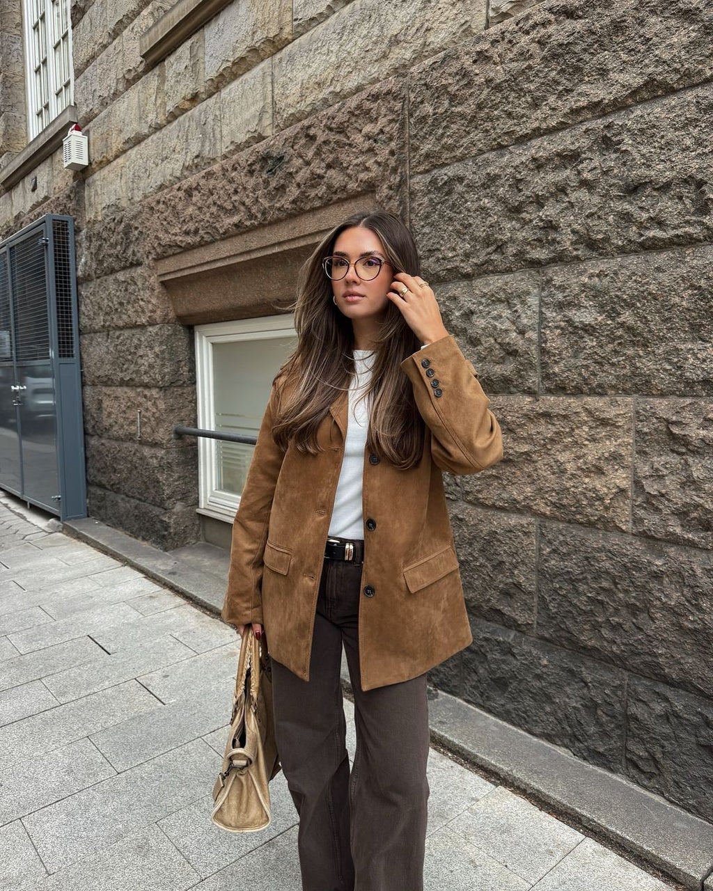 Valenzora | Blazer - camel colour women's jacket with a stylish cut