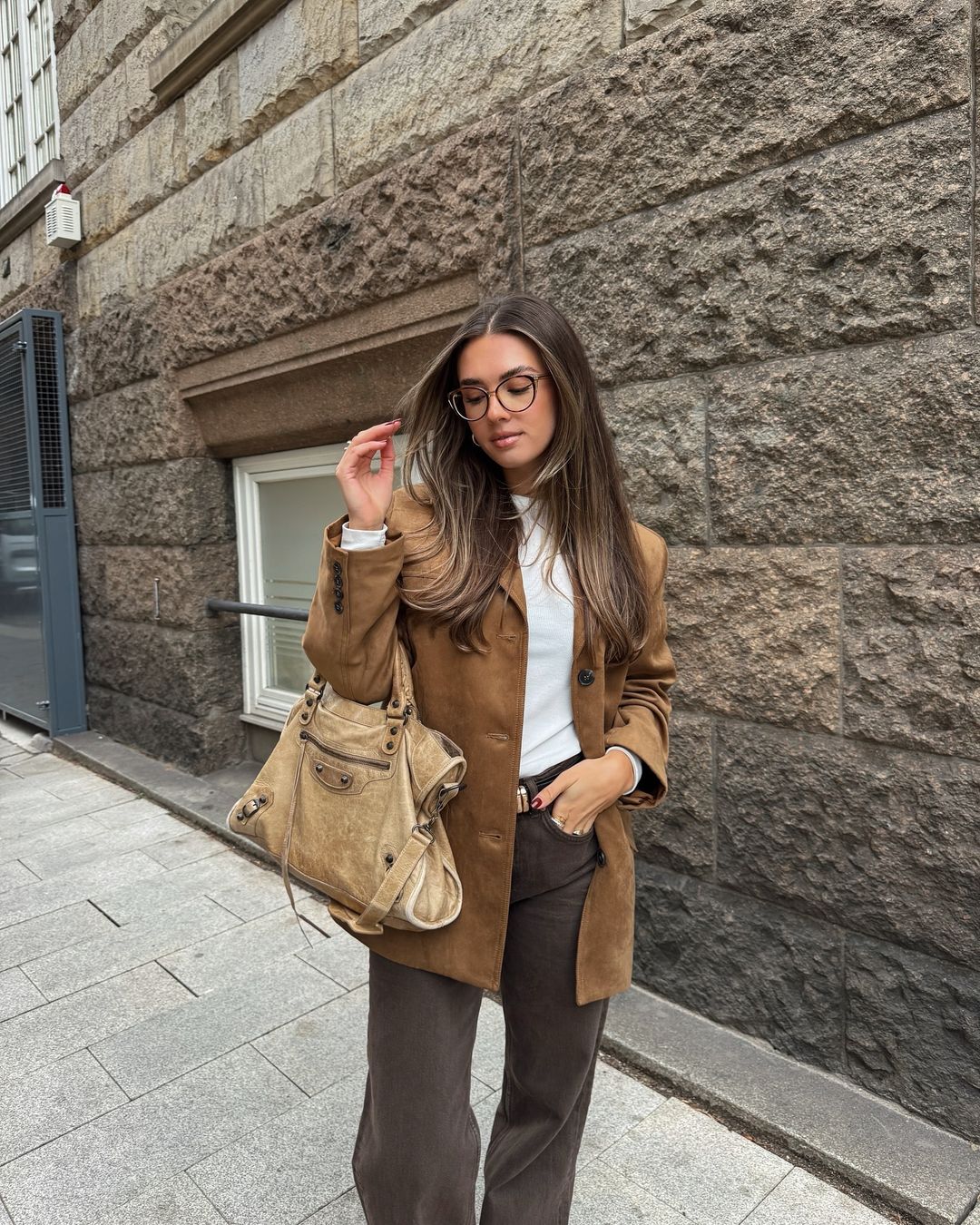 Valenzora | Blazer - camel colour women's jacket with a stylish cut