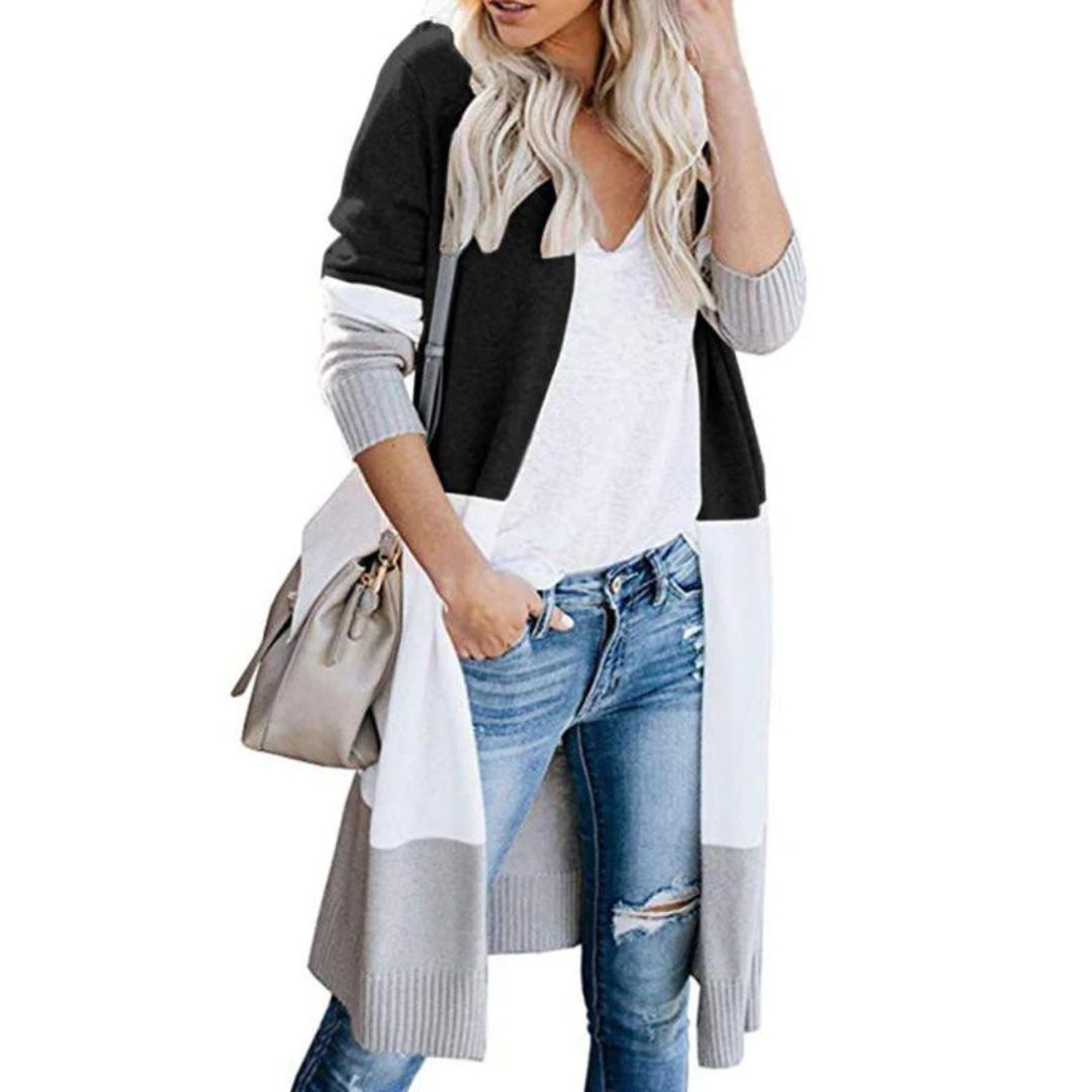Valenzora | Cardigan with color blocking and open front