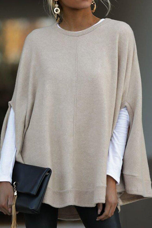 Valenzora | Rosiedress Rundhals-Top mit Fledermausärmeln und Cape