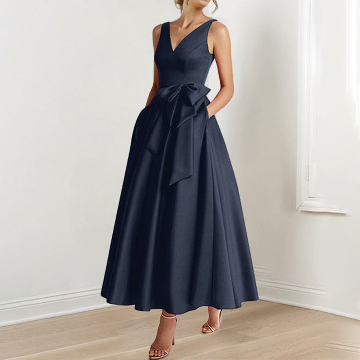 Valenzora | Vintage Glattes Ärmelloses Maxikleid