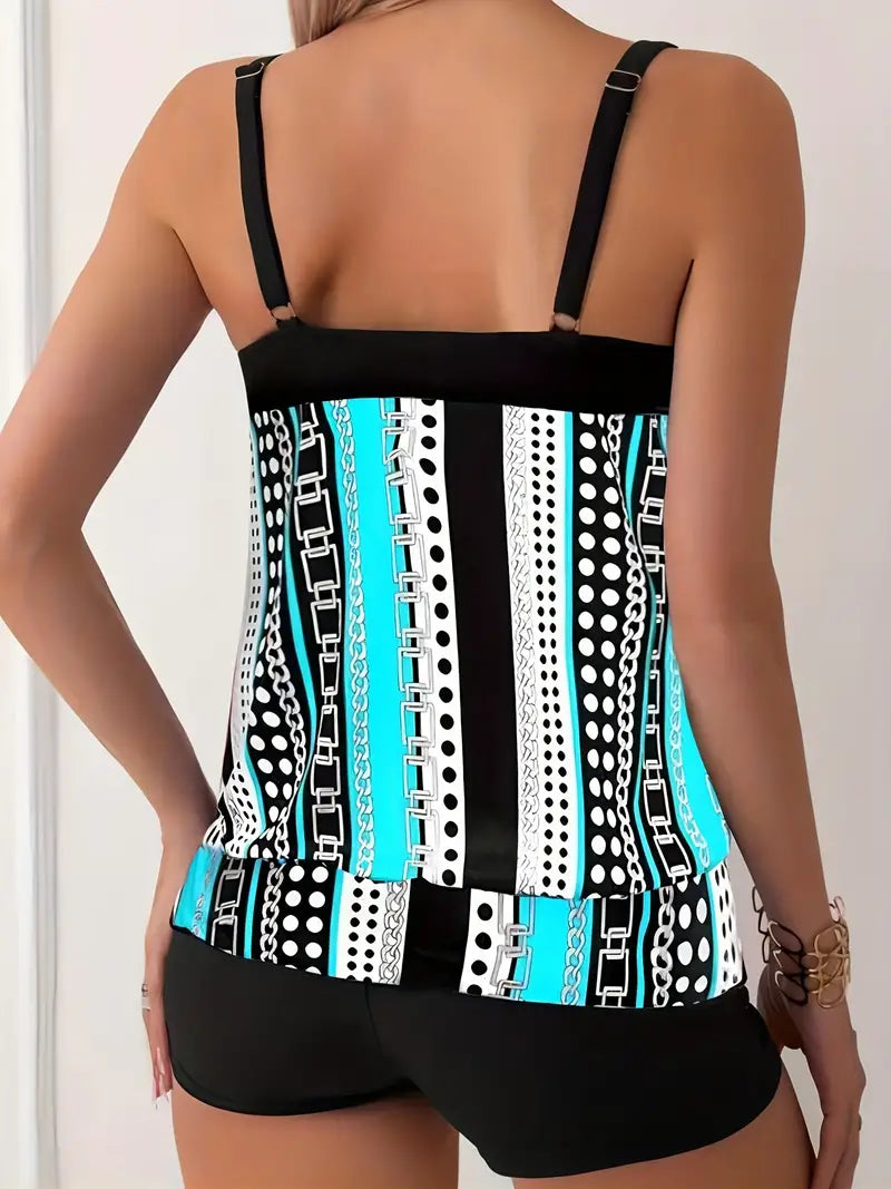 Valenzora | Gestreifter Tankini mit Print