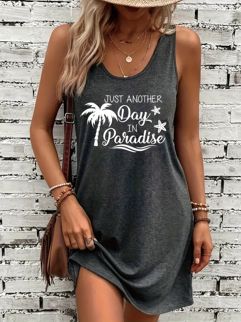 Valenzora | Sleeveless summer dress with print and round neckline, casual women's dress