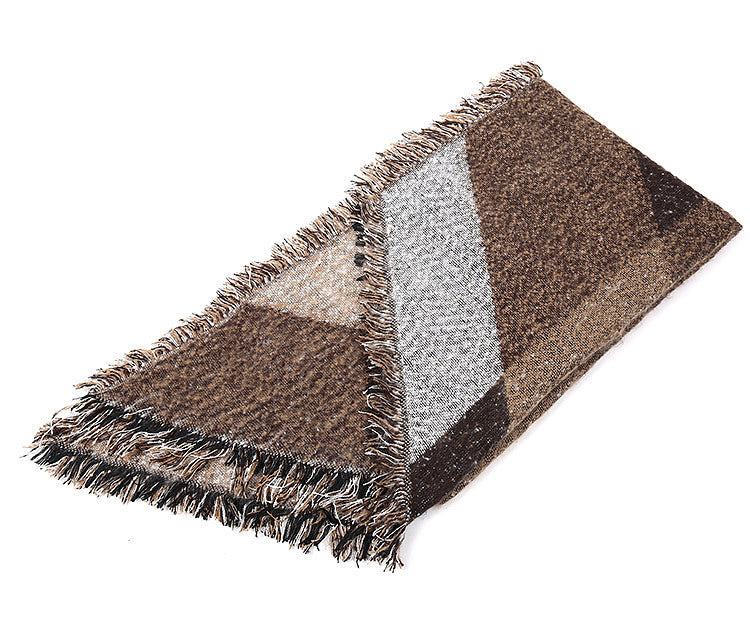 Eleganter Damen-Fransenschal aus weichem Material mit geometrischem Muster, Größe [Größe fehlt]