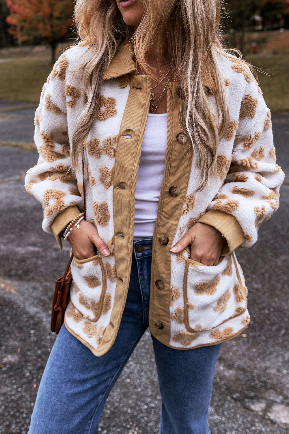 Valenzora | Floral Pattern Fleece Jacket for Women