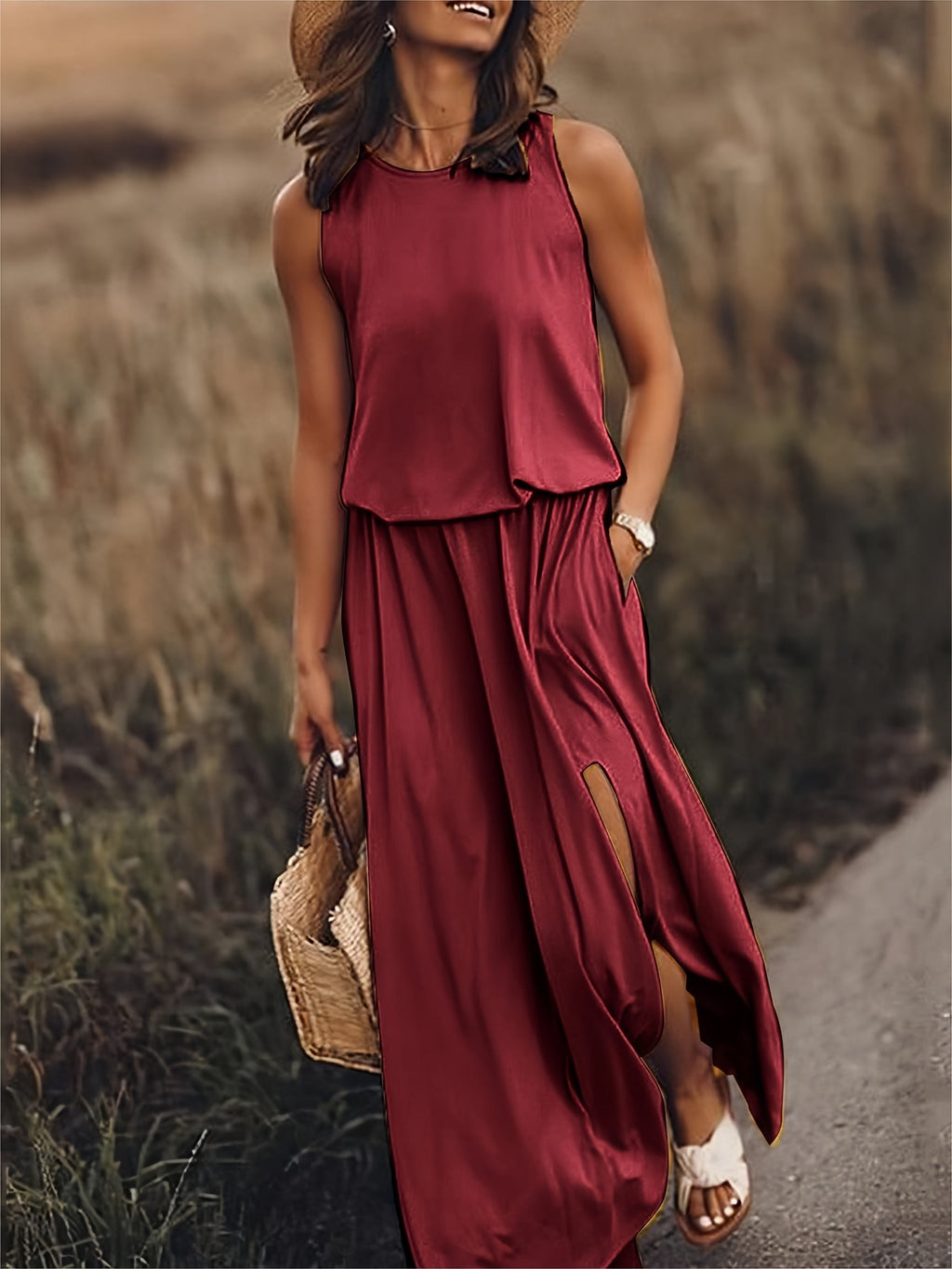 Valenzora | Einfaches Boho-Maxikleid aus Modal für Damen