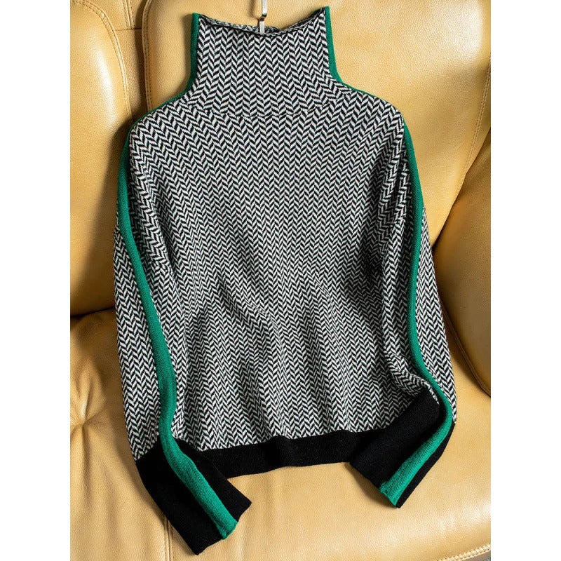 Valenzora Geometric knitted roll neck sweater