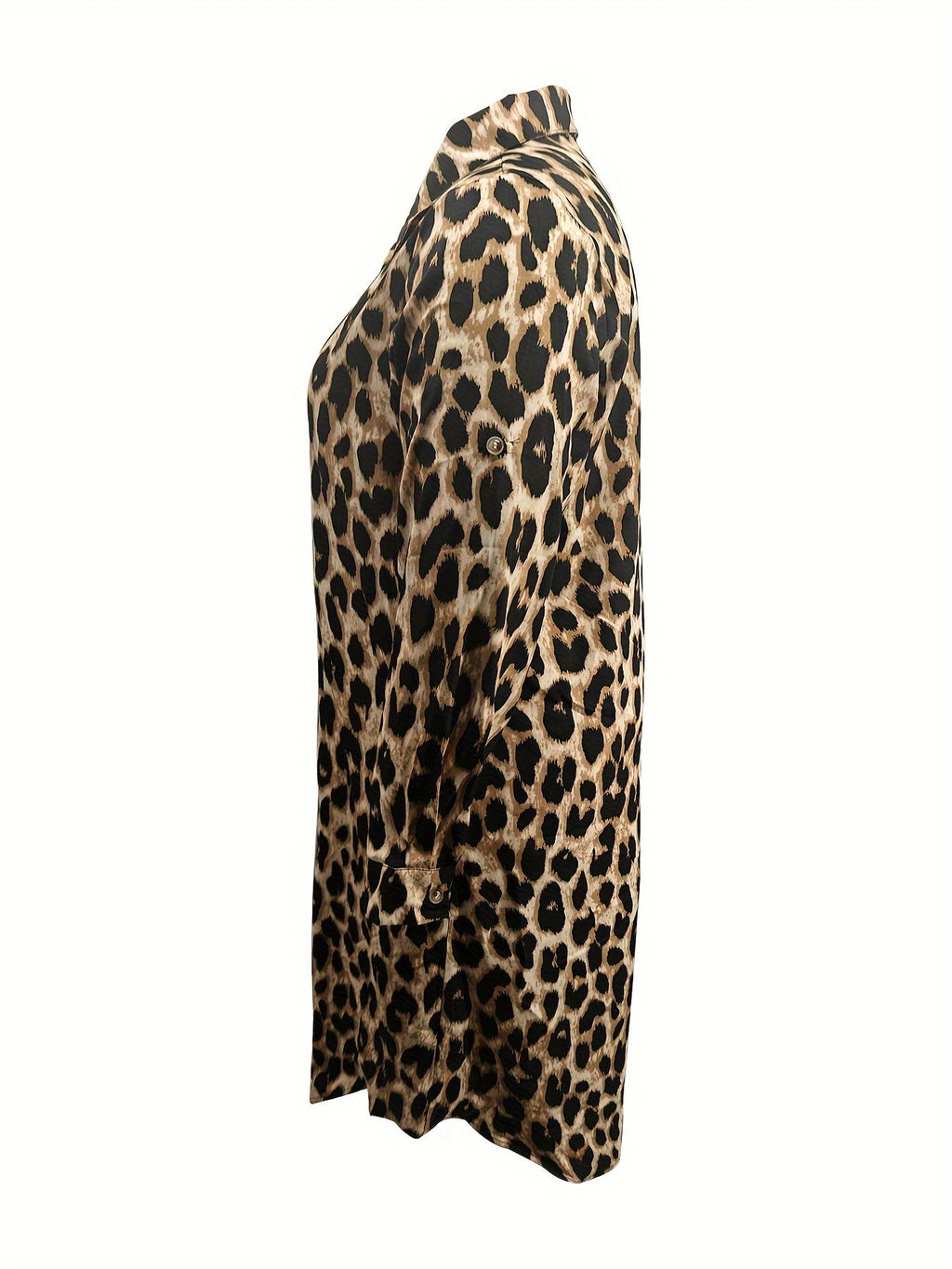 Valenzora | Lässiges Hemdblusenkleid mit Leopardenmuster und langen Ärmeln