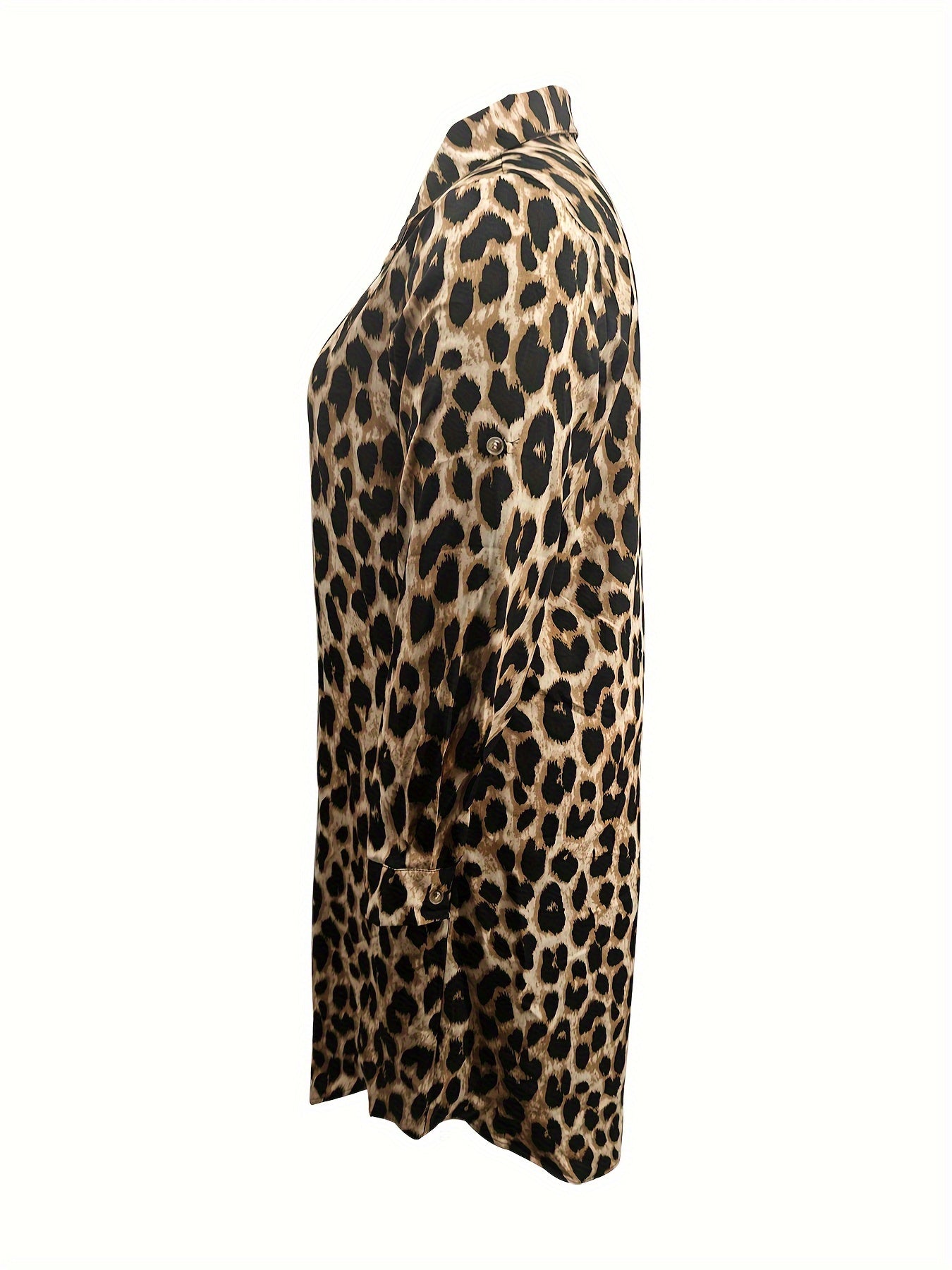 Valenzora | Lässiges Hemdblusenkleid mit Leopardenmuster und langen Ärmeln